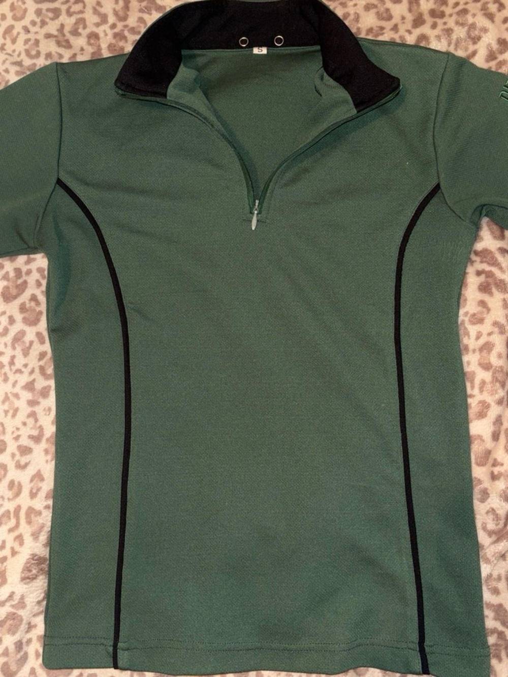 Women’s Green Short-Sleeve Polo with Black Trim